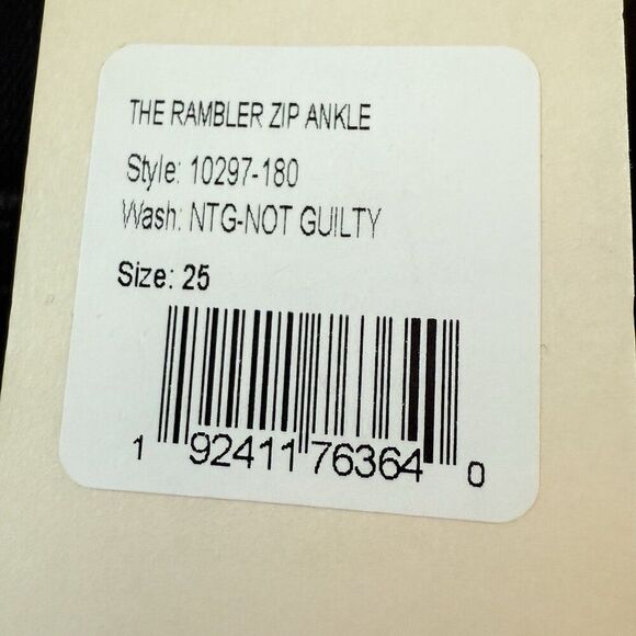 Mother The Rambler High-Rise Straight-Leg Zip Ankle Jeans Not Guilty Black Sz 25 - Picture 14 of 15